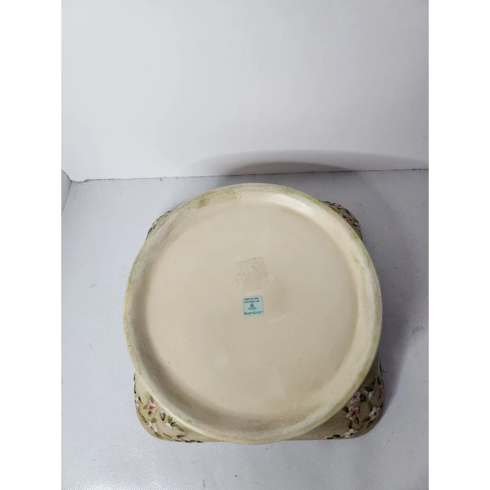 Vintage 90s PartyLite Six Tealight Candle Holder Ceramic Floral Antique Finish
